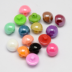 Couleur Mélangete Taiwan boutons à queue acryliques, nacré plein, 1-trou, dôme, couleur mixte, 15x11mm, Trou: 1mm