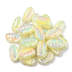 Cyan Placage uv perles acryliques lumineuses, iridescent, nuage, cyan, 15x26x6mm, Trou: 2.6mm
