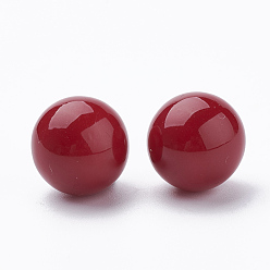 Rouge Foncé Perles d'imitation en plastique écologique, haut lustre, Grade a, ronde, rouge foncé, 40mm, Trou: 3.8mm