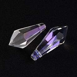 Clear Electroplate Transparent Glass Pendants, Pendulum, Faceted, Clear, 36.5x13x13mm, Hole: 1mm