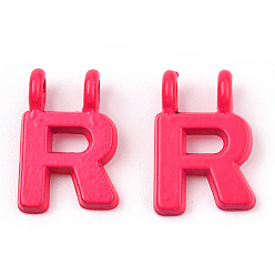 Letter R Colgantes de eslabones de bucle de aleación pintados en aerosol con revestimiento de rejilla, encantos de la letra, sin plomo y níquel y cadmio, letter.r, 2 mm, agujero: 14x9.5x2 mm