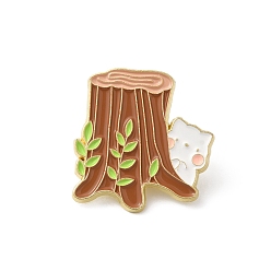 Tree Alloy Brooches, Enamel Pins, for Backpack Cloth, Cat Theme, Tree, 25.5x24.5x1.5mm
