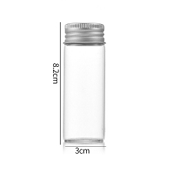 Серебро Четкие стеклянные бутылки шарик контейнеры, Пробирки для хранения шариков с завинчивающейся крышкой и алюминиевой крышкой, колонка, серебряные, 3x8 см, емкость: 40 мл (1.35 жидких унций)