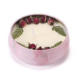 Terre De Sienne Bougies en fer blanc imprimées licorne rose, décorations sans fumée en forme de tonneau, avec des fleurs séchées, la boîte uniquement pour la protection, pas d'alimentation à nouveau si la boîte est écrasée, Sienna, 87x39mm