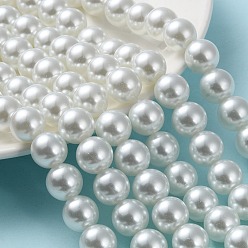 Blanc Cuisson peint perles de verre nacrées brins de perles rondes, blanc, 12mm, Trou: 1.5mm, Environ 70 pcs/chapelet, 31.4 pouce