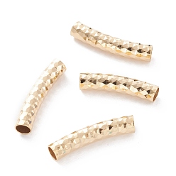 Real 24K Gold Plated Brass Tube Beads, Long-Lasting Plated, Curved Beads, Tube, Real 24K Gold Plated, 20x4mm, Hole: 3mm