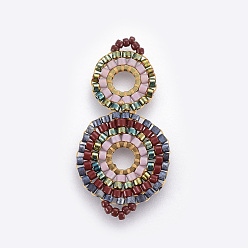 Colorful MIYUKI & TOHO Handmade Japanese Seed Beads Links, Loom Pattern, Cucurbit, Colorful, 32~33x17x1.5~2mm, Hole: 2mm