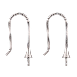 Platinum Rhodium Plated 925 Sterling Silver Earring Hooks, Platinum, 21x3mm, Tray: 2mm, 20 Gauge, Pin: 0.8mm and 0.7mm