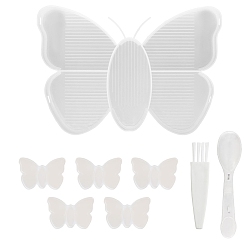 Белый Бабочка pp алмазная живопись поднос тарелка, с кистью и ложкой, белые, 140x200 мм