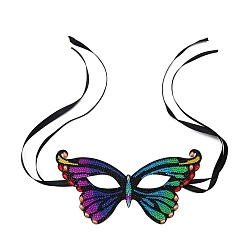 Papillon Kits de peinture de diamant de masque de mascarade de bricolage, y compris masque en plastique, strass en résine et cordon en polyester, outils, le modèle de papillon, 130x240mm