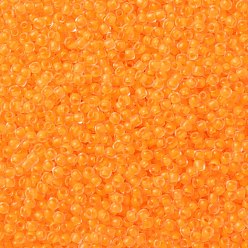 (801F) Frosted Luminous Neon Tangerine Cuentas de semillas redondas toho, granos de la semilla japonés, (801 f) mandarina neón luminosa mate, 11/0, 2.2 mm, agujero: 0.8 mm, Sobre 5555 unidades / 50 g