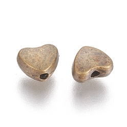 Bronze Antique Perles en alliage, sans cadmium et sans nickel et sans plomb, cœur, bronze antique, 6x5x3mm, Trou: 1mm