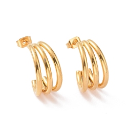 Золотой Вакуумное покрытие 304 С-образные серьги из нержавеющей стали, массивные серьги-кольца для женщин, золотые, 18x18x9 мм, штифты : 0.8 мм