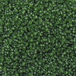 (RR158F) Oliva transparente mate Cuentas de rocailles redondas miyuki, granos de la semilla japonés, 11/0, (rr 158 f) oliva transparente mate, 2x1.3 mm, Agujero: 0.8 mm, sobre 5500 unidades / 50 g