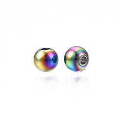 Rainbow Color Placage en rack couleur arc-en-ciel 304 perles en acier inoxydable, sans cadmium et sans nickel et sans plomb, ronde, 4x3mm, Trou: 1.2mm