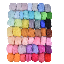 Mixed Color Needle Felting Wool, Fibre Wool Roving for DIY Craft Materials, Needle Felt Roving for Spinning Blending Custom Colors, Mixed Color, about 3.3g/bag, 1 bag/color, 50 bags/set