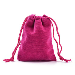 Camélia Pochettes en velours rectangle, sacs-cadeaux, camélia, 9x7 cm