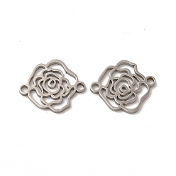 Stainless Steel Color 304 Stainless Steel Connector Charms, Rose Links, Stainless Steel Color, 17.5x15x1.5mm, Hole: 1.8mm