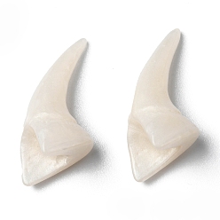 Blanco Perlas de resina opacos, ningún agujero, forma de dientes de animal, blanco, 25x11x10 mm