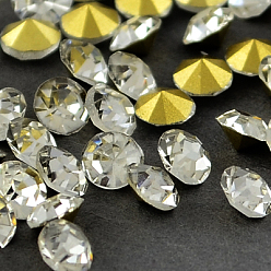 Crystal Grade A Glass Pointed Back Chaton Rhinestones, Back Plated, Diamond, Crystal, 3.3~3.4mm, about 144pcs/gross