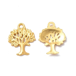 Matte Gold Color Rack Plating Alloy Pendants, Cadmium Free & Lead Free & Nickle Free, Tree Charm, Matte Gold Color, 21x16.5x2mm, Hole: 1.8mm