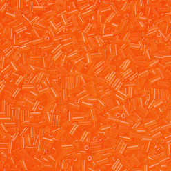 Salmón Oscuro Canutillos de cristal transparente, agujero redondo, salmón oscuro, 3~8x2 mm, agujero: 0.7 mm, aproximadamente 450 g / libra