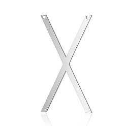 Letter X 201 Stainless Steel Links connectors, Letter, Stainless Steel Color, Letter.X, 37x20x1mm, Hole: 1mm
