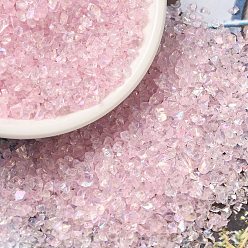 Pink Artesanía de vidrio triturado electrochapado transparente, color de ab chapado, virutas de vidrio irregulares, para decoración de uñas, relleno de jarrón diy, rosa, 1.5~2x1.5~2 mm