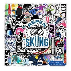Mixed Color Skiing Theme Waterproof PVC Adhesive Stickers, for Suitcase, Skateboard, Refrigerator, Helmet, Mobile Phone Shell, Notebooks, Mixed Color, 55~85mm, 50pcs/set