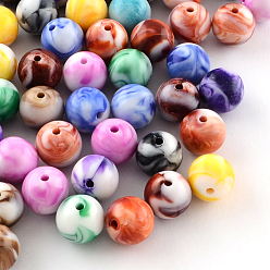 Couleur Mélangete Perles acryliques opaques, ronde, couleur mixte, 10mm, trou: 2 mm, environ 950 pcs / 500 g