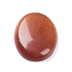 Brun Saddle Pendentifs oeil de chat, charmes ovales, selle marron, 40x30x7mm, Trou: 1.4mm