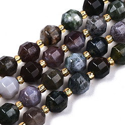 Indian Agate Natural Indian Agate Beads Strands, Faceted, Round, 8x7.5mm, Hole: 1.2mm, Beads: 3x2mm, about 38pcs/strand, 15.35 inch(39cm)