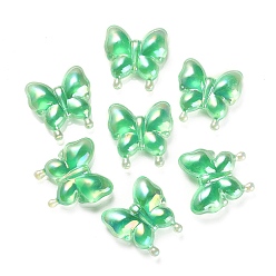 Spring Green Luminous UV Plating Rainbow Iridescent Acrylic Beads, Glow in the Dark, Butterfly, Spring Green, 30x29x10.5mm, Hole: 2mm