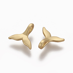Matte Gold Color Brass Charms, Long-Lasting Plated, Whale Tail Shape, Matte Gold Color, 9x9.3x3.3mm, Hole: 1.5x2.5mm