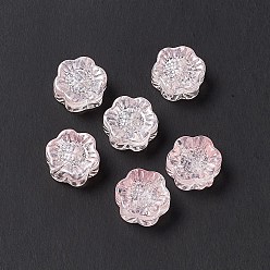 Pink Des perles de verre électrolytique, tournesol, pour la fabrication de bijoux, rose, 12.5x11.5x6mm, Trou: 1mm