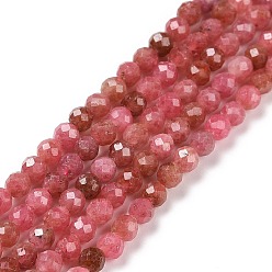 Rhodonite Natural Rhodonite Beads Strands, Faceted, Round, 3mm, Hole: 0.6mm, about 126pcs/strand, 15.16 inch(38.5cm)