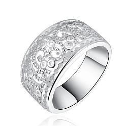 Платина Винтаж элегантный стиль моды латунные полые металлические кольца, платина, размер 7, 17мм