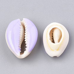 Lilas Perles de cauris, avec l'émail, pas de trous / non percés, lilas, 20~26x13~18x5~7mm
