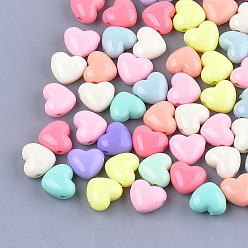 Mixed Color Opaque Acrylic Beads, Heart, Mixed Color, 15x17x9.5mm, Hole: 2.5mm, about 330pcs/500g