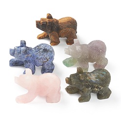 Смешанные камни Украшения для дома из натуральных смешанных драгоценных камней, медведь, 54x24x40 мм