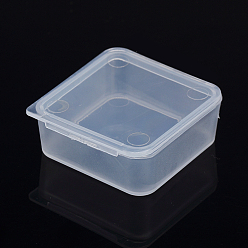 Clair Conteneurs de perle plastique, cube, clair, 3.9x3.9x1.6 cm