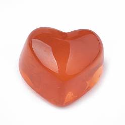 Naranja Rojo Cabochons de la resina transparente, corazón, rojo naranja, 14x16x10 mm