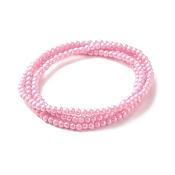 Rose Nacré Perles de taille, Chaînes de taille extensibles en perles acryliques pour femmes, perle rose, 31.65 pouce (80.4 cm), perles: 4 mm