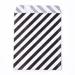 Black Kraft Paper Bags, No Handles, Food Storage Bags, Stripe Pattern, Black, 18x13cm