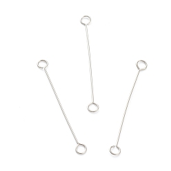 Stainless Steel Color 316 Surgical Stainless Steel Eye Pins, Double Sided Eye Pins, Stainless Steel Color, 25x2.5x0.4mm, Hole: 1.4mm