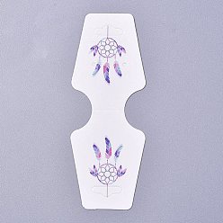 Coloré Carton plier sur papier affichage cartes suspendues, utilisé pour le collier, présentoir accessoire boucles d'oreilles et pendentifs, colorées, 120x45x0.4mm, trou: 2 mm et 6.5x18 mm
