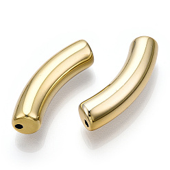 Plateado en Oro Granos de acrílico de recubrimiento uv, tubo curvado, oro chapado, 33x8x8 mm, agujero: 1.6 mm