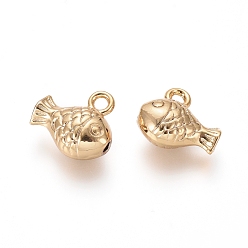 Golden Long-Lasting Plated Alloy Charms, Fish, Golden, 11.2x12x6mm, Hole: 1.5mm