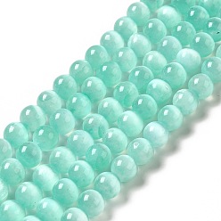 Medium Aquamarine Natural Selenite Beads Strands, Grade A, Dyed, Round, Medium Aquamarine, 8.5mm, Hole: 0.8mm, about 46pcs/strand, 15.35''(39cm)