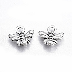 Antique Silver Tibetan Style Alloy Charms, Lead Free & Cadmium Free, Bee Shape, Antique Silver, 9.5x10.5x2mm, Hole: 1.8mm, about 1350pcs/500g
